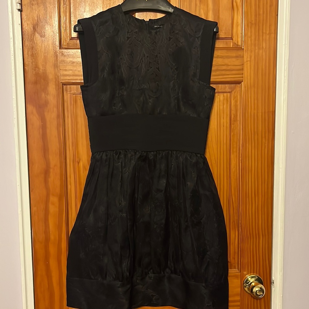 Balenciaga Black Dress with floral appliqué
